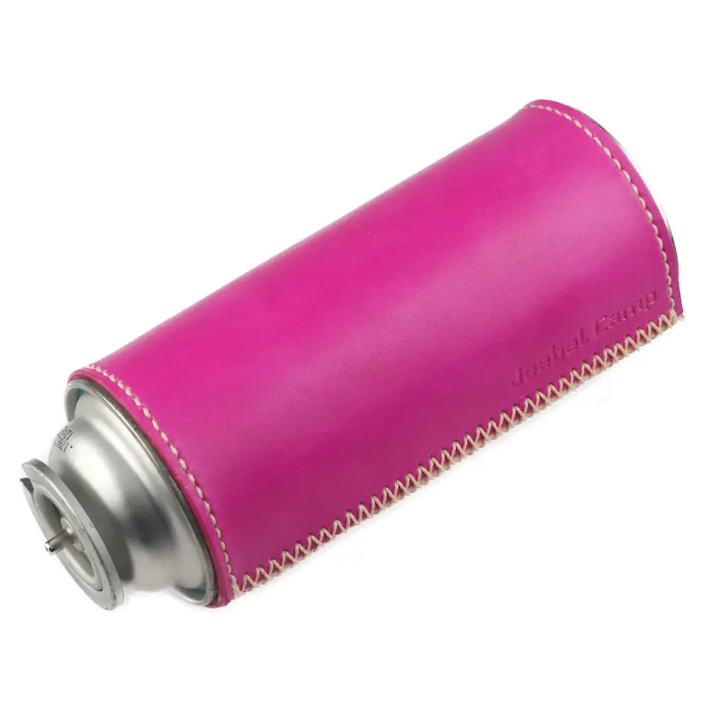 pink for nozzle Ручной работы растительный кожаный защитный чехол для бутанель топливных канистр 230 г Кемпинг горелки аэрозоль водонепроницаемый - Цвет: pink for nozzle