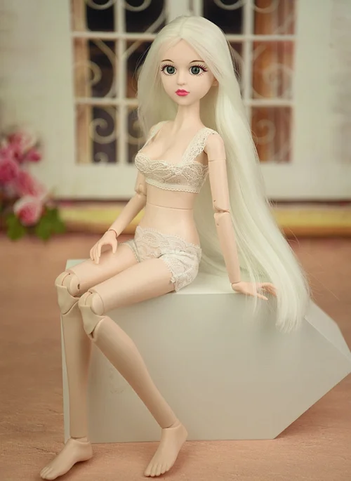 white hair doll 1/4 BJD Обнаженная кукла Синьи/3D настоящие глаза голые 46 см Оригинальная кукла тело двойное колено локтевое соединение/Макияж для косплея DIY кукла - Цвет: white hair doll