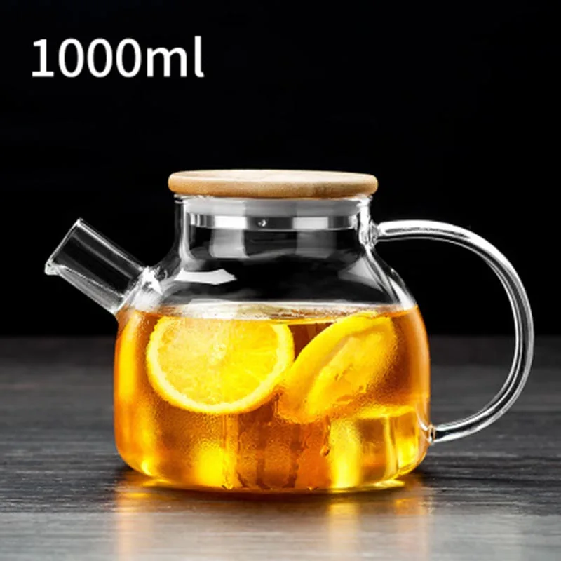 1L/1.6L высокое Ёмкость Стекло чайник офис посуда для напитков термостойкие принт с