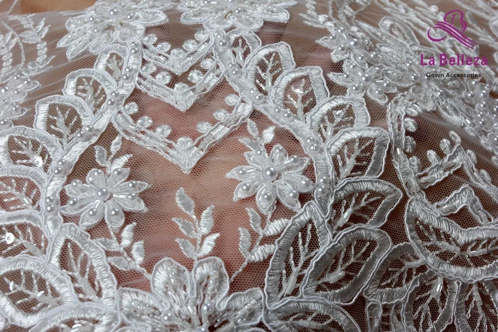 Белый с бусинами шнур стандартная кружевная отделка для ткани Фата свадьбы 1 ярд