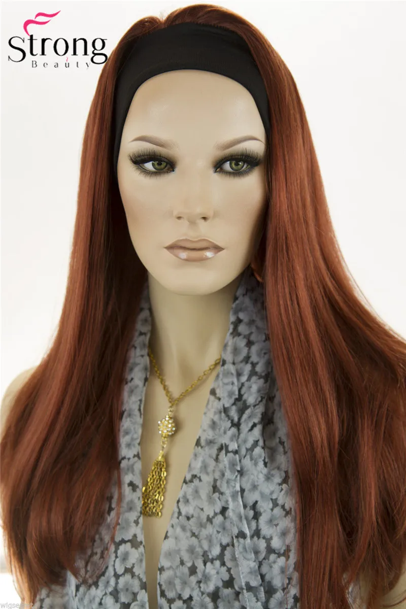 StrongBeauty 22 "длинный прямой медный красный синтетический парик с головной