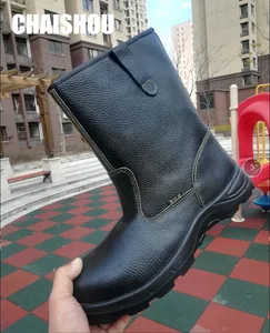 CHAISHOU Мужская и женская обувь унисекс, кожаные рабочие ботинки с высокой трубкой и стальным носком, с изоляцией и защитой от клещей, Рабочая обувь большого размера