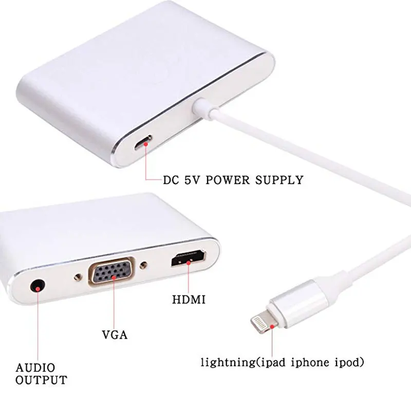 4 в 1 Lightning/HDMI/VGA/Micro USB/3 5 мм аудио адаптер конвертер кабель для iPhone /ipad/HDTV 8 Pin