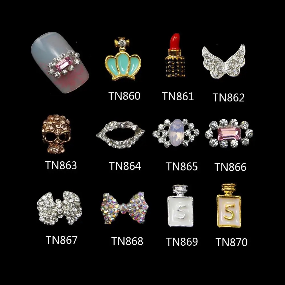 Blueness 10 шт. блестящие стразы кристаллы для ногтей Корона губы губная помада крылья