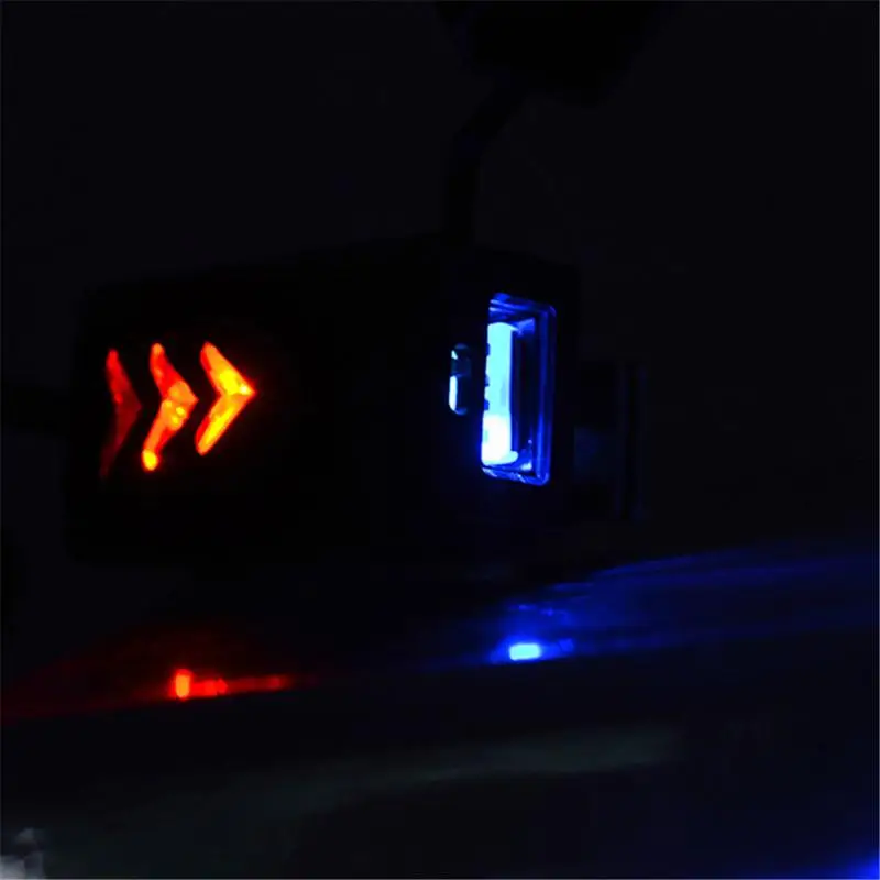 2.1A USB Зарядное устройство автомобиль мотоцикл синий светодиодный адаптер для