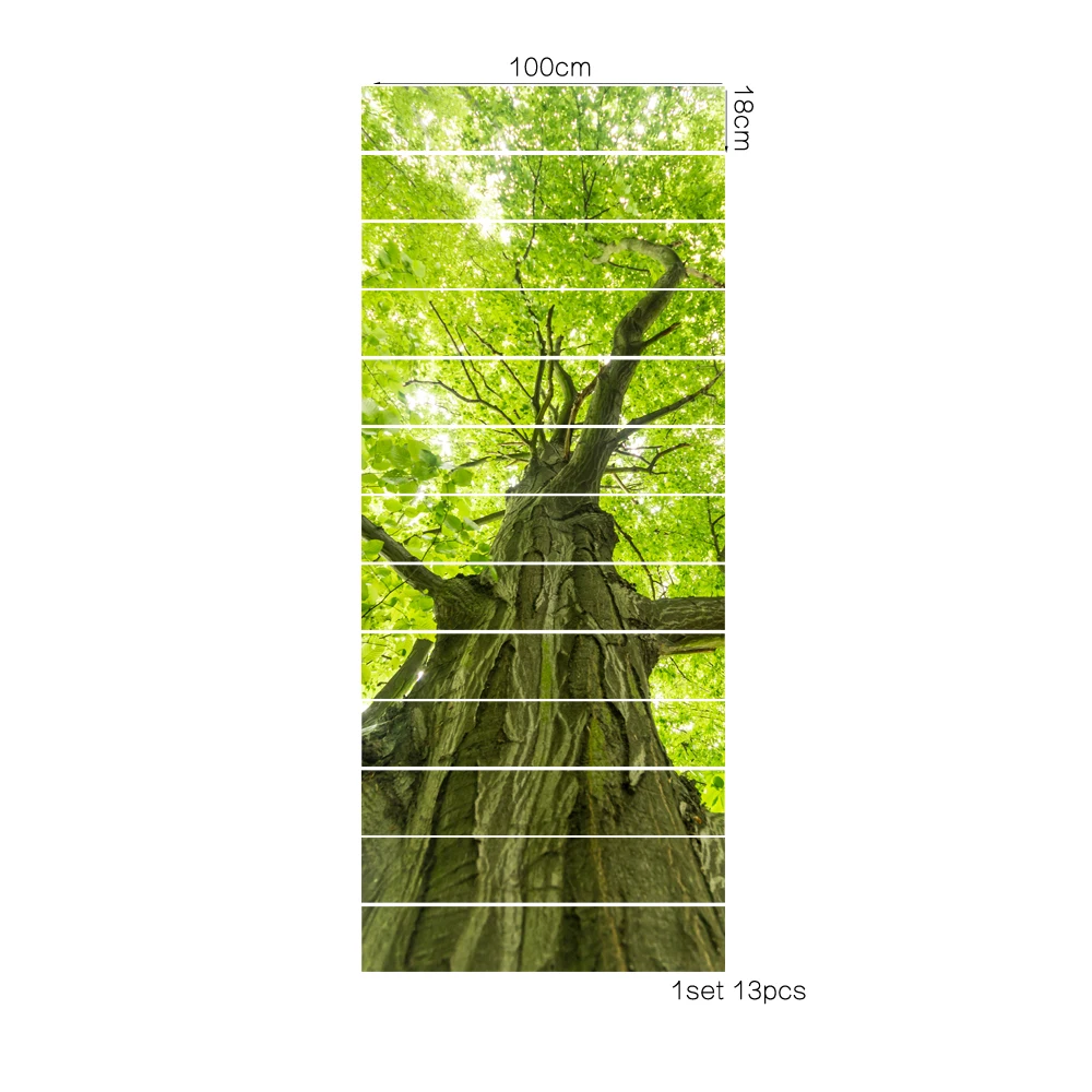 

13pcs/set Tree Nature 3D Stair Stickers Waterproof Self-adhesive Removable Wall Floor PVC Stickers DIY Home Decoraction 18*100cm