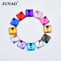 junao 1000pcs 10mm square shape acrylic clear rhinestones flat back strass stones non hotfix ab crystals beads for clothes