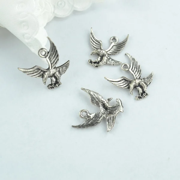 30 шт. антикварные посеребренные Подвески в виде орла из цинкового сплава ручной