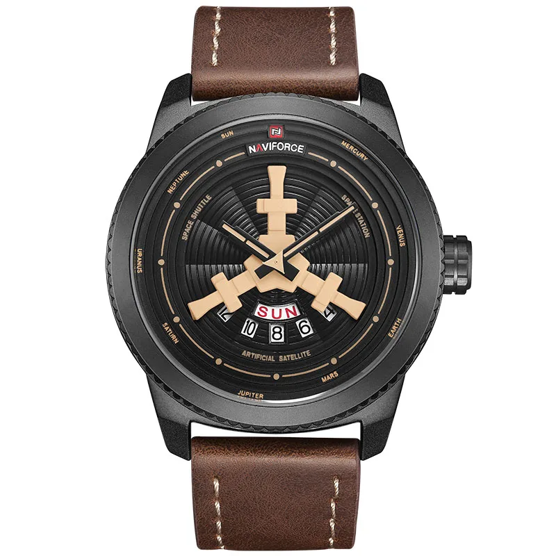 Black Yellow Топ люксовый бренд Мужские часы NAVIFORCE Модные Спортивные кварцевые кожаные водонепроницаемые мужские наручные часы Мужские часы Relogio Masculino - Цвет: Black Yellow