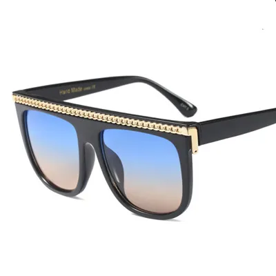 C5 Black Blue Brown Emosnia унисекс Квадратные Солнцезащитные очки Modis в стиле стимпанк Oculos De Sol роскошные женские брендовые дизайнерские солнечные очки в стиле панк с цепочкой на выбор - Цвет линз: C5 Black Blue Brown