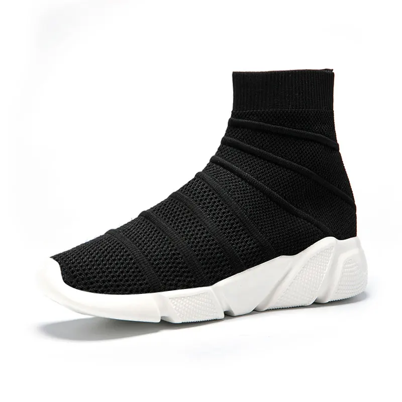 MWY Mens Shoes Casual Warm Stretch Socks Sneakers Zapatos De Hombre Non Slip Mens Trainers Outdoor Walking Shoes Plus Size - Цвет: Black