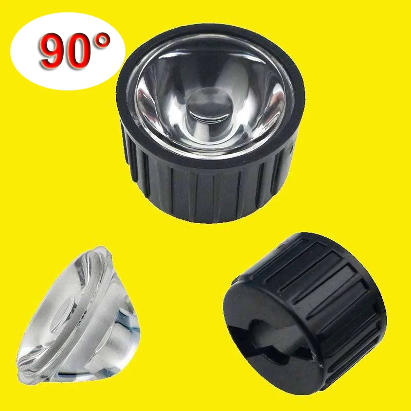 

300pcs/lot 90 Degree Clear LED Lens + 22mm Black holder for 1W 3W 5W LED Light Lamp