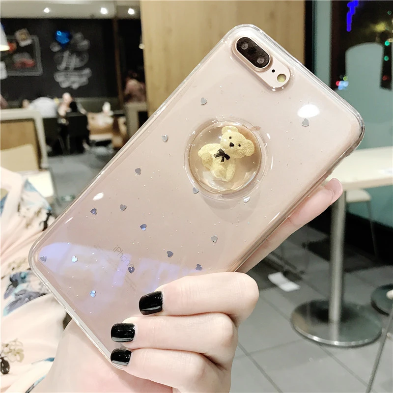 3D carnoon милый медведь телефон случаях для iPhone 6 6S Plus прозрачный животных ТПУ Мягкая