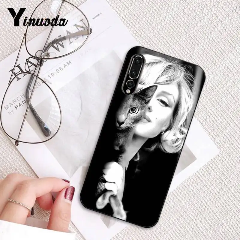 Yinuoda Мэрилин Монро с кошкой ТПУ мягкий чехол для телефона Huawei P9 P10 Plus Mate9 10 Mate10 Lite P20