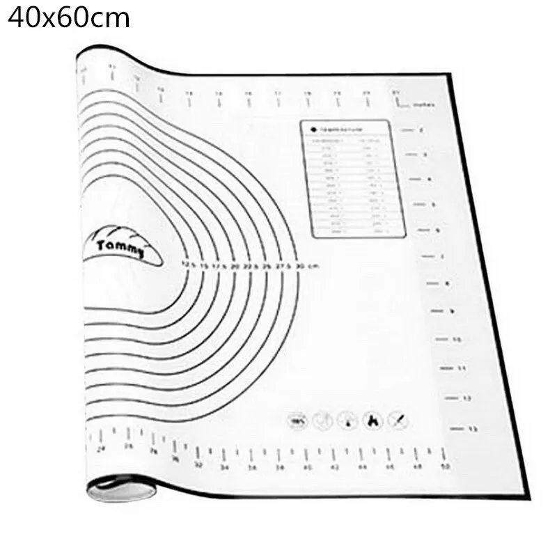 40x60cm black B антипригарный силиконовый коврик для выпечки со шкалой раскатки теста коврик для замеса теста антипригарный кондитерский лист для духовки - Цвет: 40x60cm black