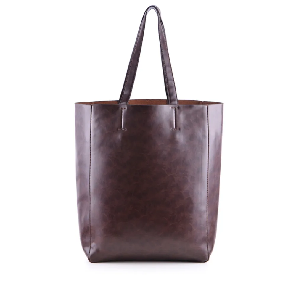 Винтажная Вощеная большая женская сумка тоут CABAS простая повседневная кожаная с