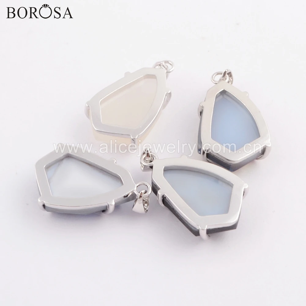 BOROSA 5/10 шт новая коллекция серебряный ободок щит Радуга титановый кулон agates Druzy