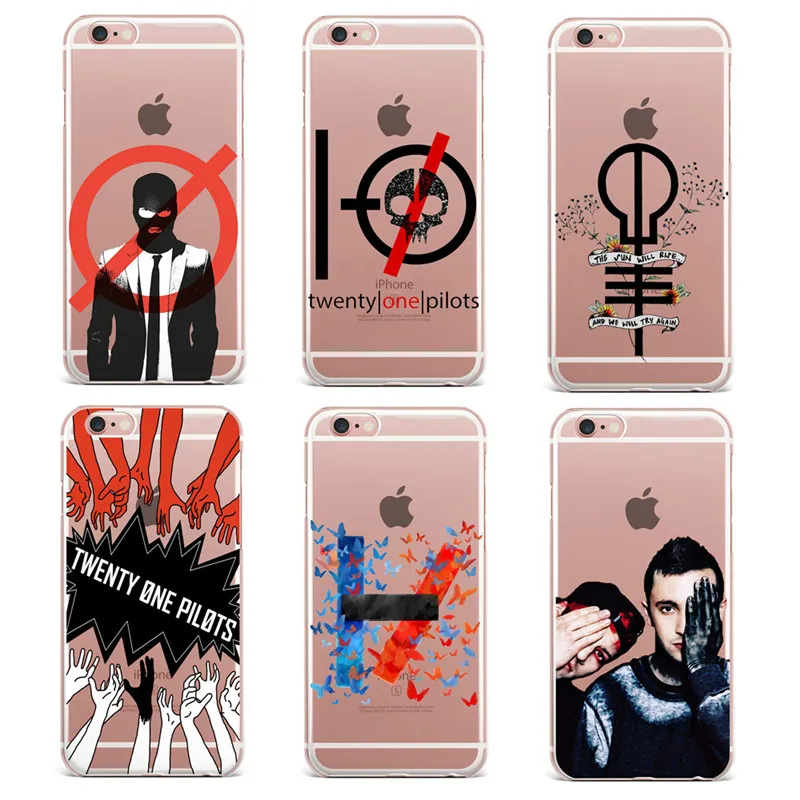 Мягкий прозрачный силиконовый чехол Twenty One Pilots из ТПУ для iPhone X 7 8 Plus 5 6 6S |