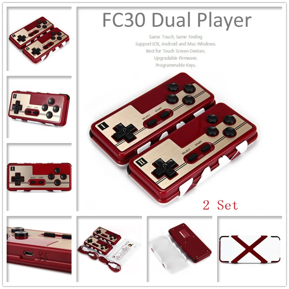 2 шт./лот 8 битдо FC30 двойной плеер беспроводной Bluetooth игровой геймпад контроллер