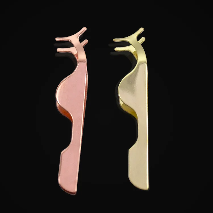 Stainless Steel False Eyelash Tweezers Fake Eye Lash Curler Applicator Clip Nipper Tool Rose Gold HP1089 | Красота и здоровье