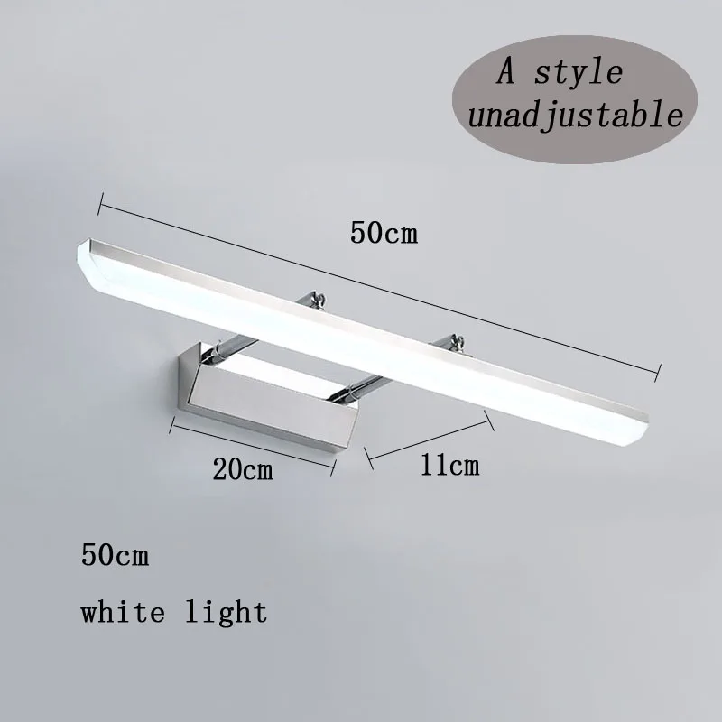 A 50CM whitelight Светодиодный настенный светильник, современный туалетный светильник, зеркальный светильник, лампа для спальни, акриловый светодиодный зеркальный светильник для ванной комнаты, настенный светильник - Цвет абажура: A 50CM whitelight