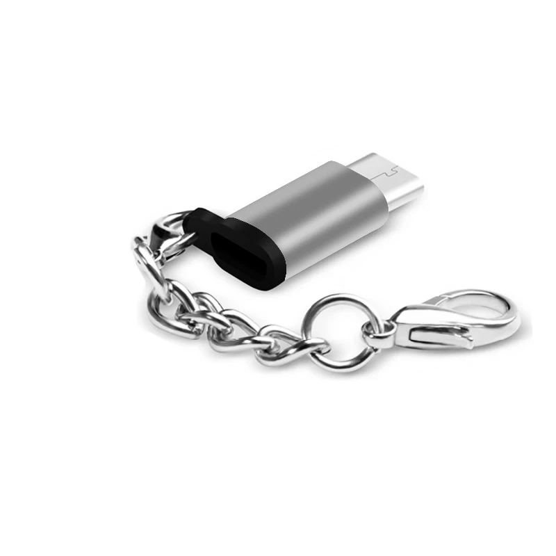 VBNM USB 3,1 C-type OTG адаптер Micro USB-type C Мужской адаптер с цепочкой для samsung S9 Note 8/S8+/LG G5 G6 V20 huawei - Цвет: 1pc Dark gray