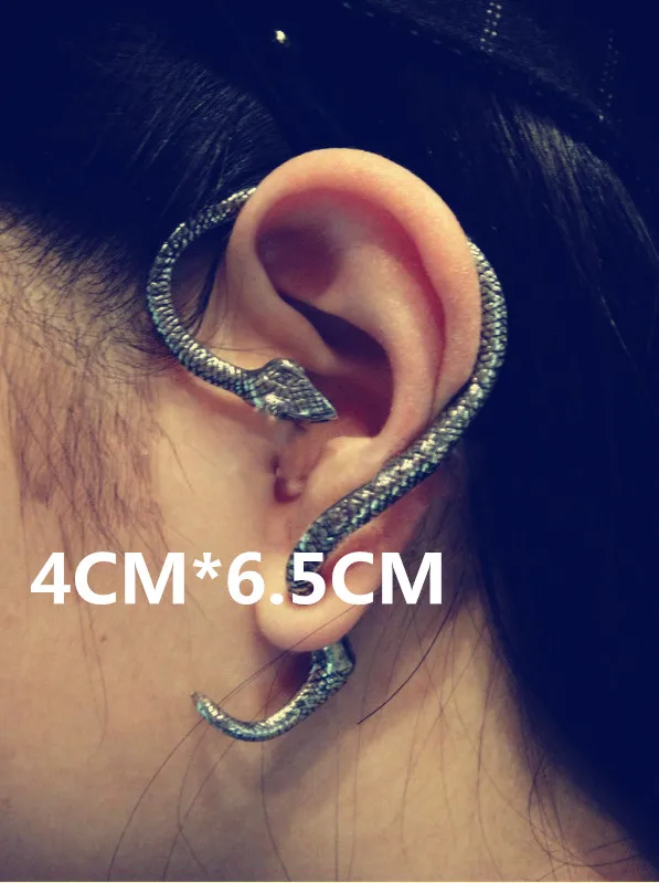 Vintage Punk Clip Earrings Stud earring Hyperbole Trendy Animals Snake Men Women Large Long unilateral Side Serpentine Jewelry G | Украшения