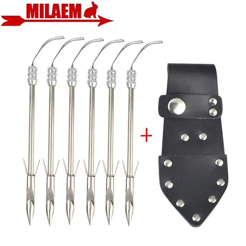 

6pcs Archery Fishing Arrow Tips Fishing Broadheads Fishing Darts With Waist Bag Slingshot Catapult Hunting Shooting Accessories
