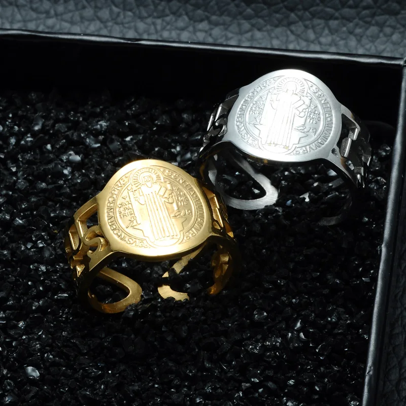 D & Z Cathlic Saint Benedict регулируемые Открытые Кольца Jesus San Benito Anillos для мужчин и женщин
