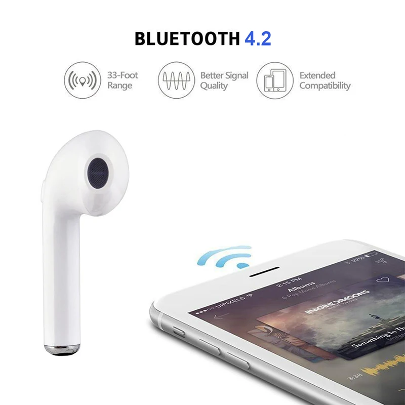 Новинка i7s TWS Мини Bluetooth наушники стерео беспроводные наушники с микрофоном и портативный чехол для зарядки для iPhone XS/X/8/7