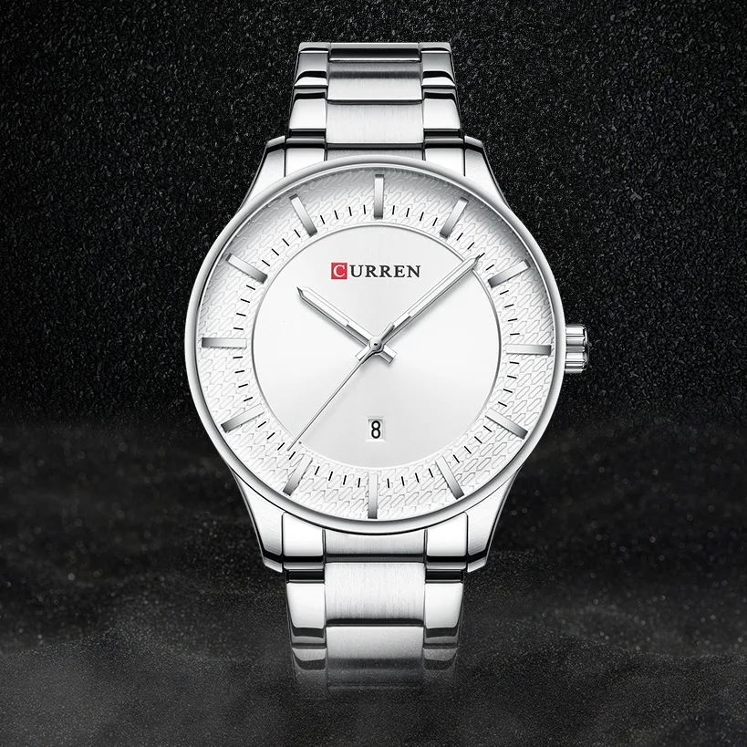 

CURREN 2019 Relogio Masculino Watches Men Fashion Silver Date Sports Stainless Steel Case Band Quartz Business Wristwatch Hombre