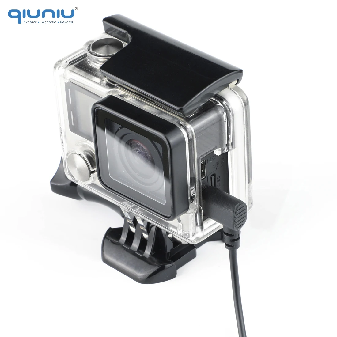QIUNIU внешний микрофон+ прозрачный Рамный корпус чехол для GoPro Hero 4 3+ 3 Экшн камеры для Go Pro Аксессуары