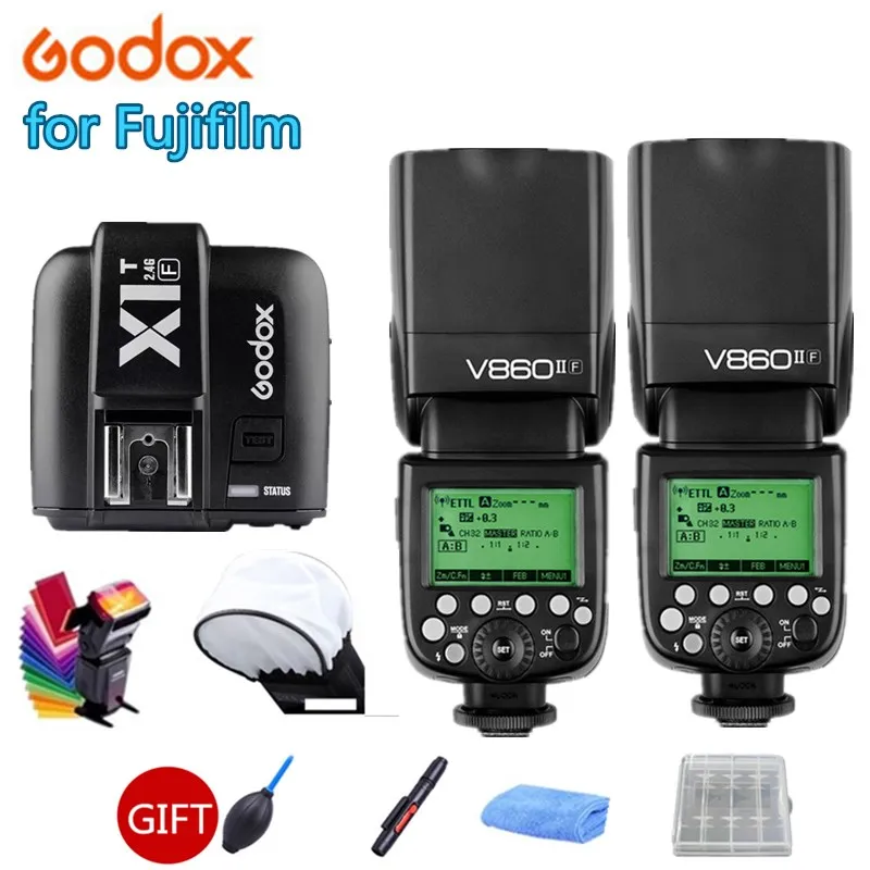 3x Godox Вспышка v860if V860II F HSS ttl 2 4G камера Speedlite литий ионный аккумулятор + X1T триггер