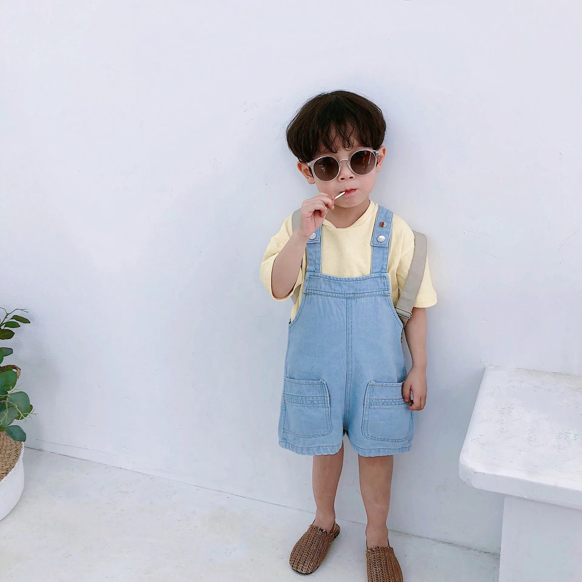 Корейский стиль 2019 летняя детская мода джинсовые комбинезоны шорты для
