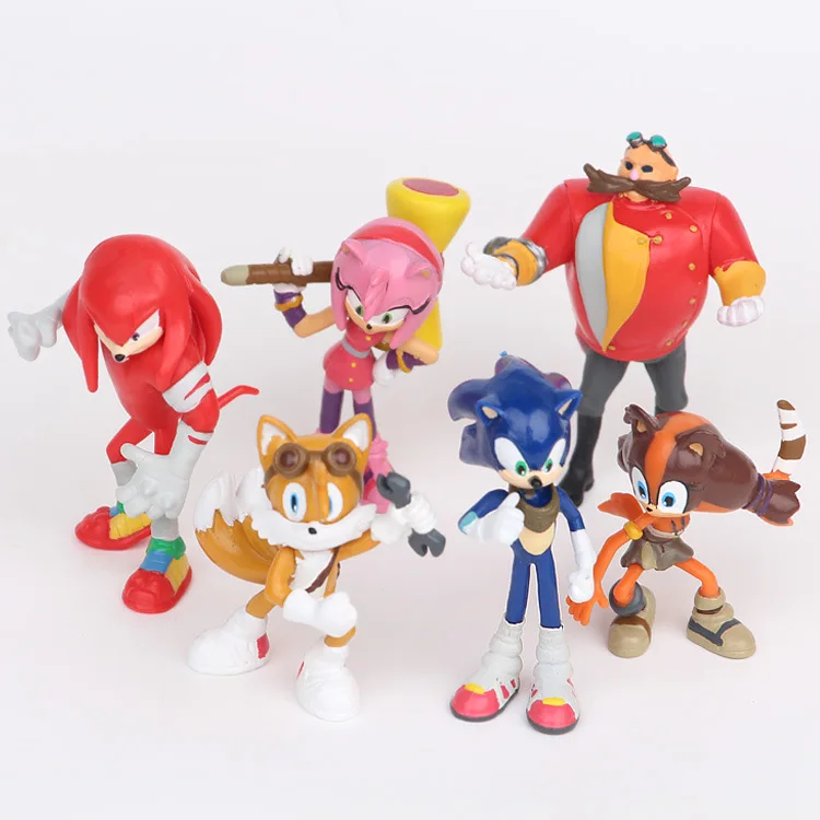 Аниме фигурка 6СМ 6 шт./набор Соник Тень Хвост Комплект моделей персонажей животных из мультфильма ПВХ коллекционных игрушек Рождественский подарок