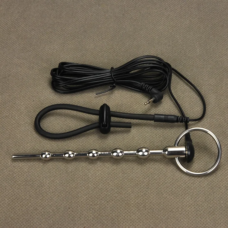 Вибрирующий уретральный звук из нержавеющей стали + регулируемое кольцо для