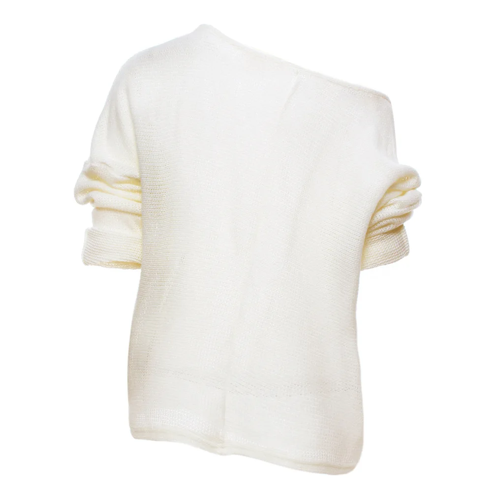 Модный Повседневный пуловер с открытыми плечами и рукавами летучая мышь размера