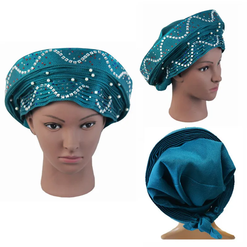 Высокое качество Aso Oke Gele Headtie нигерийские традиционные свадебные бусины 022 Auto