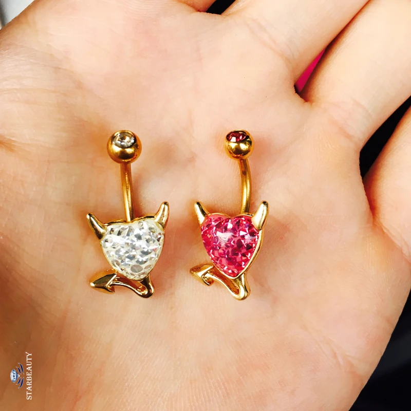 Новое поступление кольцо для живота в форме дьявола из розового и белого