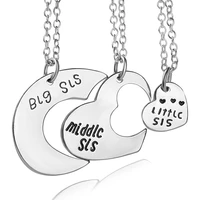best friends necklace for 3 big sister sis middle sister sis little sister sis heart charm pendant necklace friendship jewelry