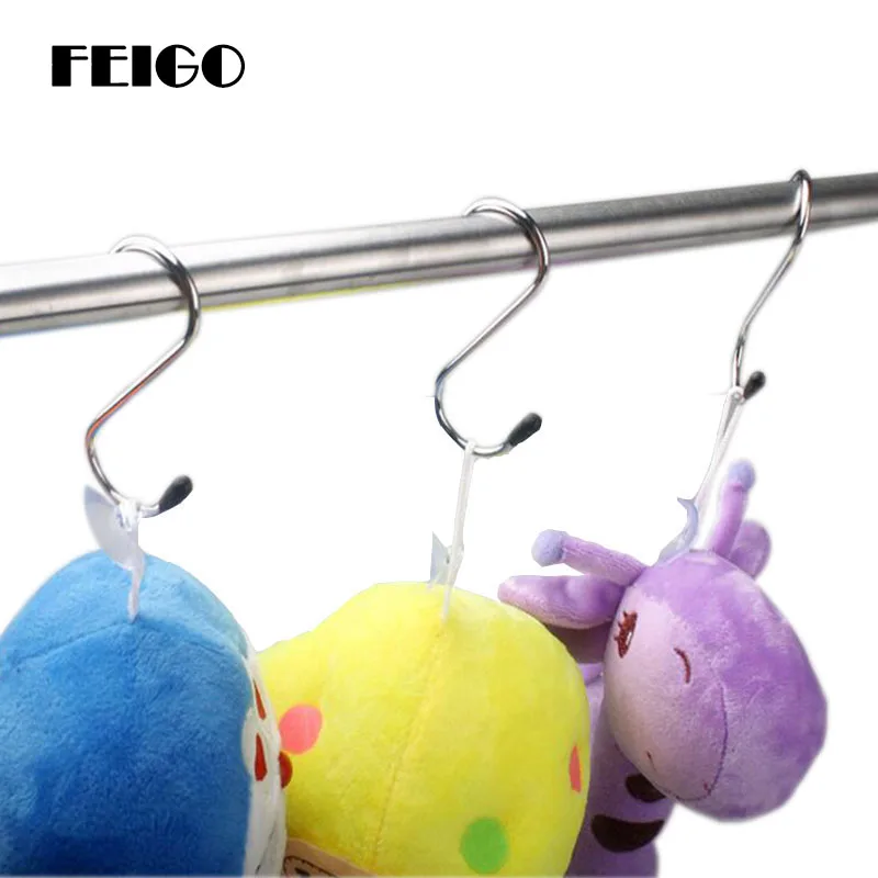 

FEIGO 4PC S-type Metal Hook Super Load-Bearing Stainless Steel Kitchen Bedroom Bathroom Clothing Hanging Storage Finishing F825