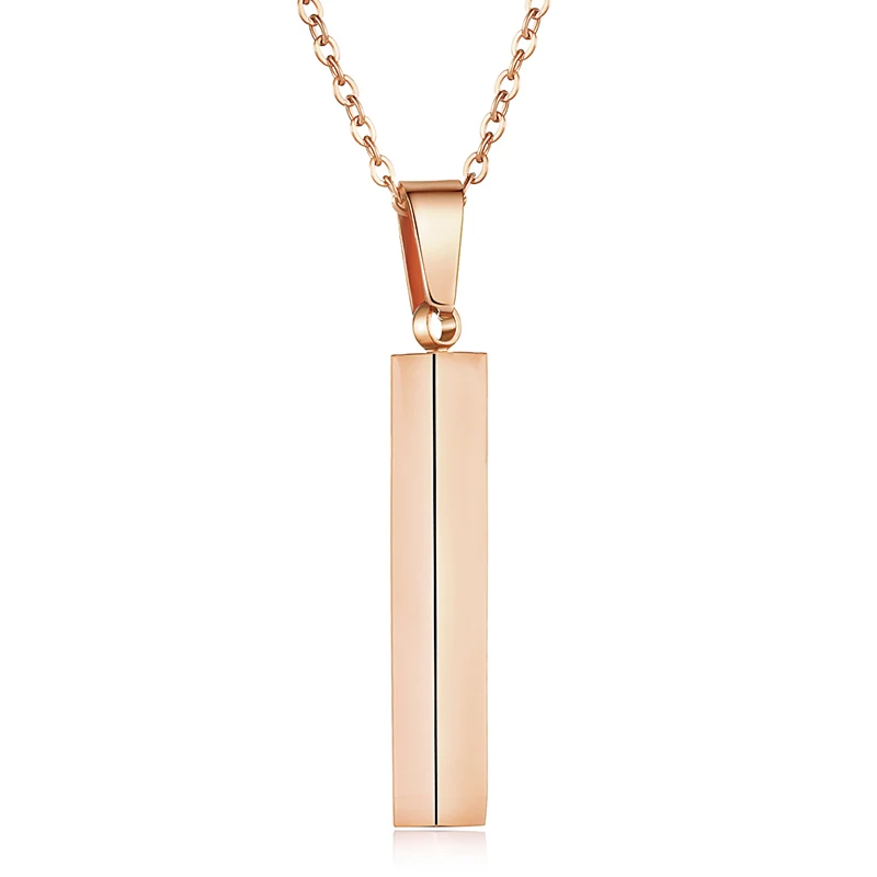 Rose gold Четырехстороннее ожерелье с гравировкой, персонализированное квадратное ожерелье с подвеской из нержавеющей стали для женщин и мужчин, ювелирные изделия, подарки - Окраска металла: Rose gold