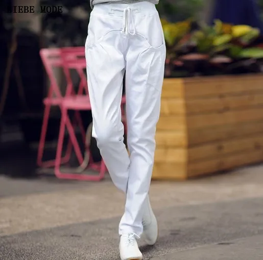 

Women's Harem Jeans Drawstring waist Regular Jeans Women Pencil Pants Ladies Denim Trousers Black White Red Green Blue
