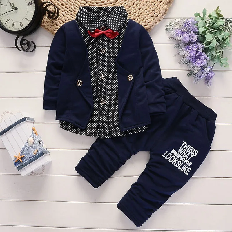 2019 Spring and Autumn New England Wind Boys Children's Wear Set Fake Three-piece Shirt Casual Newborn Clothes 03 |