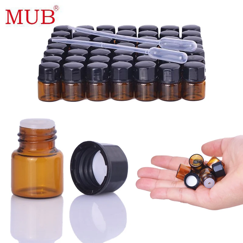 MUB 20 шт./лот бутылки с эфирными маслами из янтарного стекла многоразовая мини