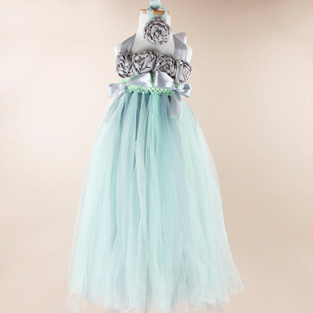 Mint Green and Gray Couture Wedding Flower Girl Tutu Dress Baby Dancing Birthday Summer Kids Photo Clothing TS054 | Детская одежда и