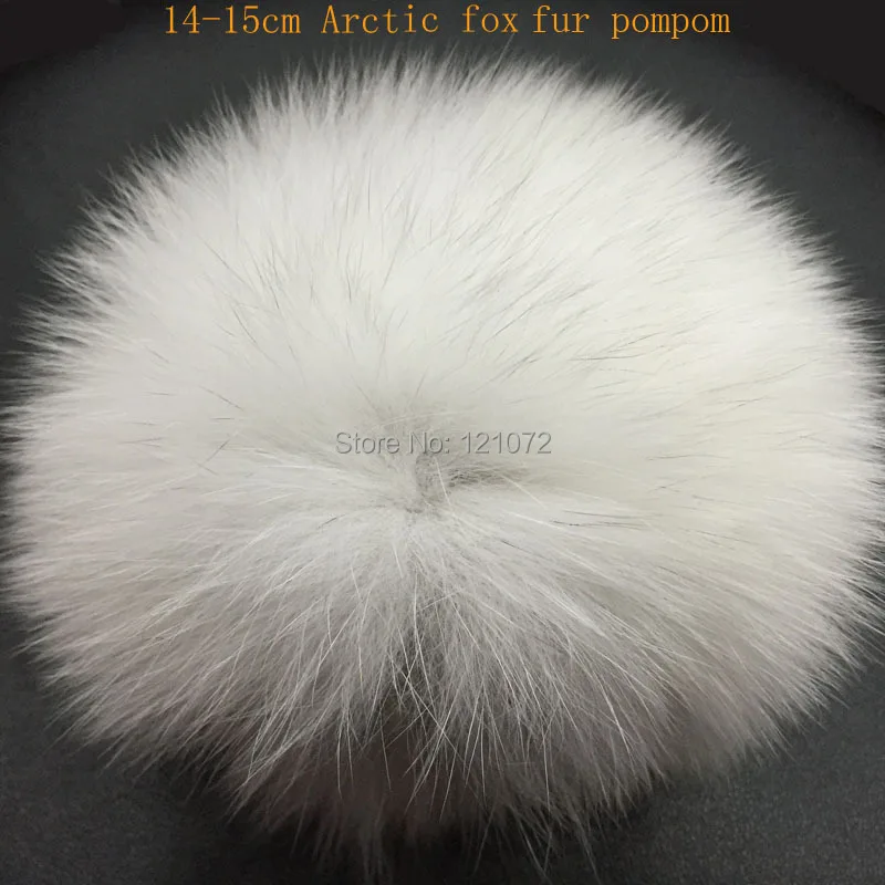 

14-15cm Big Fox Fur Pompoms for Knitted Hat Cap Winter Beanies Real Raccoon Natural Fur Pom Poms Whosale