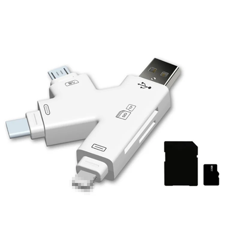 4 в 1 Многофункциональный кардридер Micro USB 2 0 Type C адаптер для Android PC карта