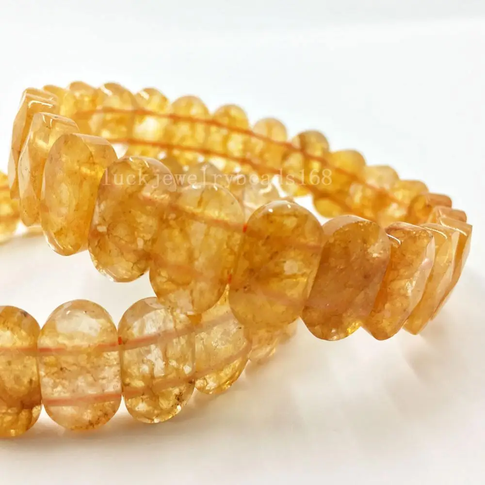 Yellow Crystal G8383 Граненый лазурит авантюрин Лабрадорит Опал Кристалл Flourite Jaspe Unakite продолговатые бусины стрейч браслет WFH482 - Окраска металла: Yellow Crystal G8383