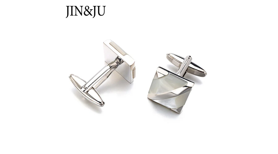 JIN& JU настоящий зажим для галстука перламутровый запонки квадратная оболочка для мужчин свадебное платье манжета для жениха